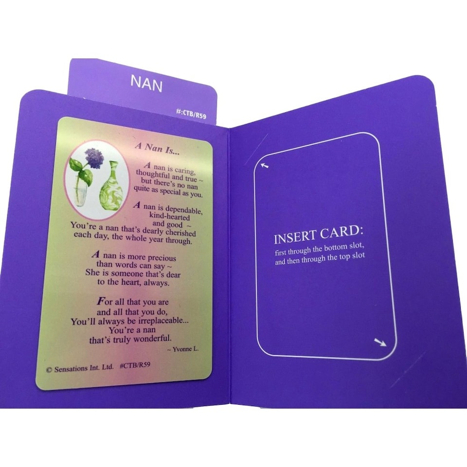 image 1 of A Nan Is....Wallet Card (Sentimental Keepsake Wallet / Purse Card)