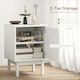 image 5 of HOMCOM Boho Bedside Table with Rattan Door and Adjustable Shelf, White White | Natural Rattan