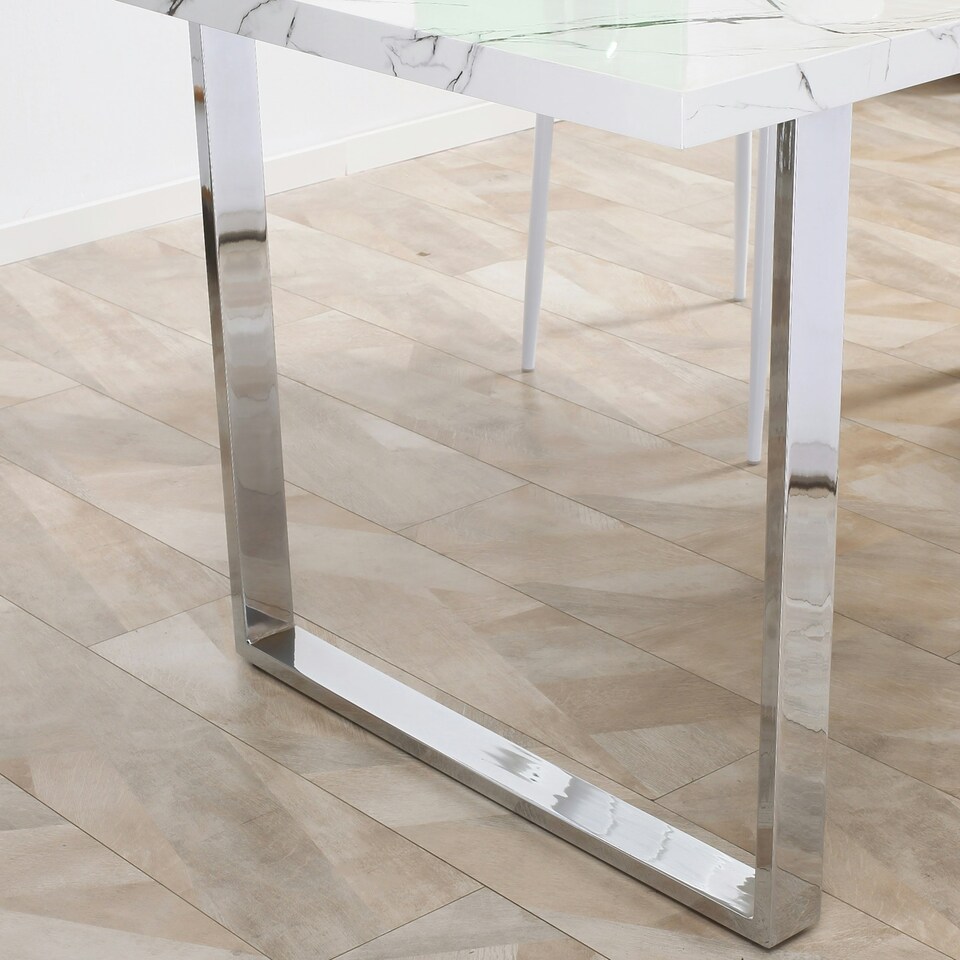 image 1 of HOMCOM 160 cm Rectangular Dining Table Kitchen Table for 6-8 People White