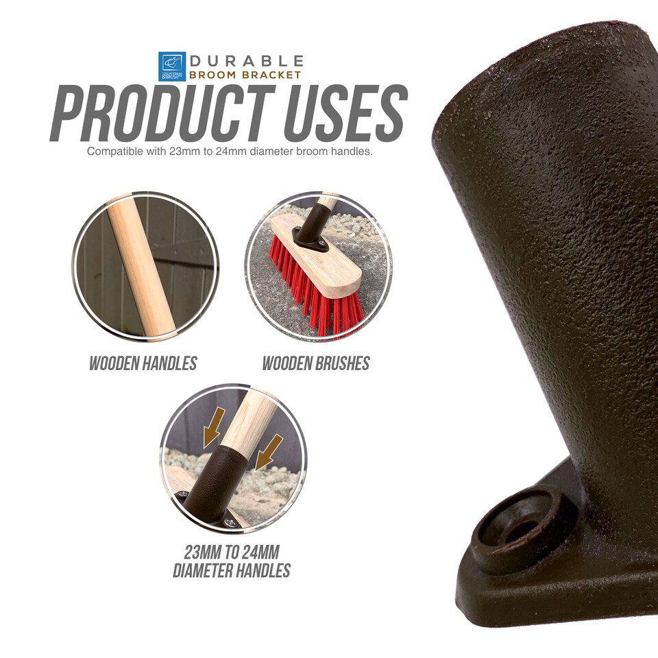 image 1 of The Dustpan and Brush Store Heavy Duty Plastic Broom Bracket - 3 Pack