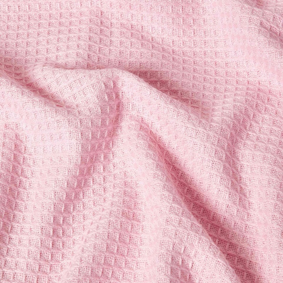 image 1 of Homescapes Organic Cotton Waffle Blanket/ Throw Pink - 250 x 230 cm Pink