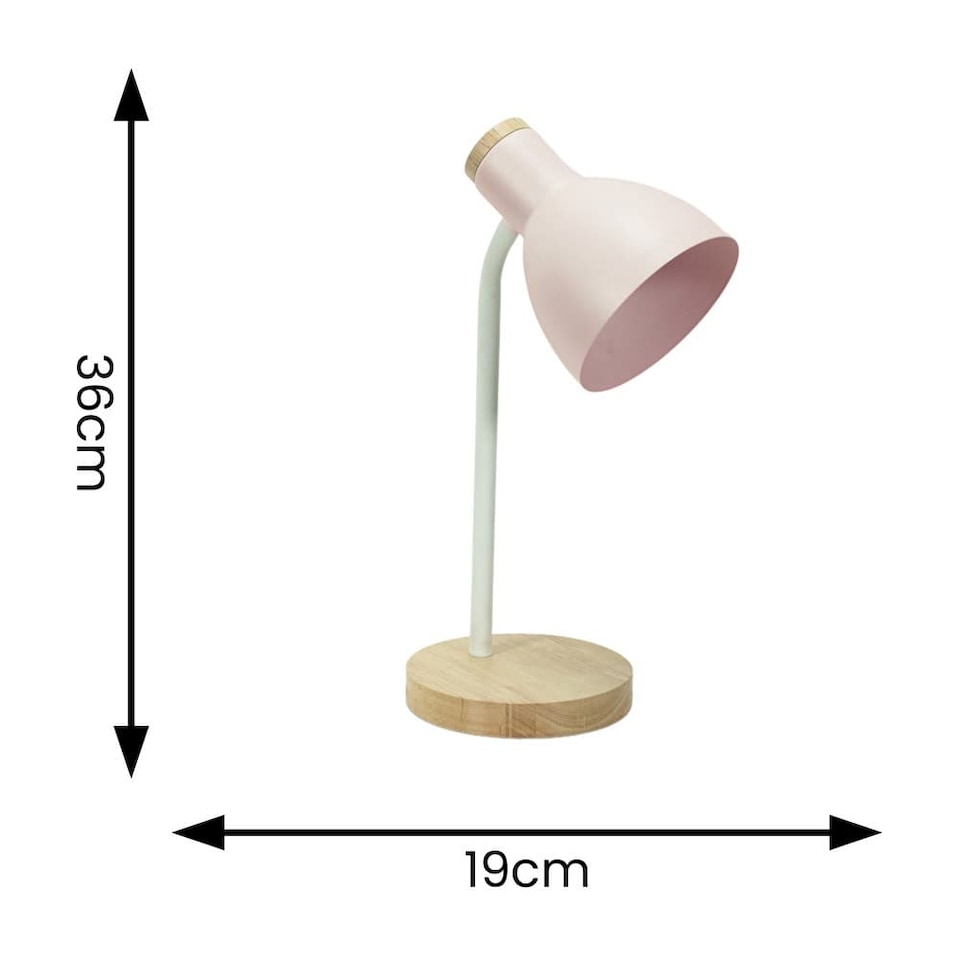 image 1 of ValueLights Woody Blush Pink Desk Task Adjustable Table Lamp and Bulb