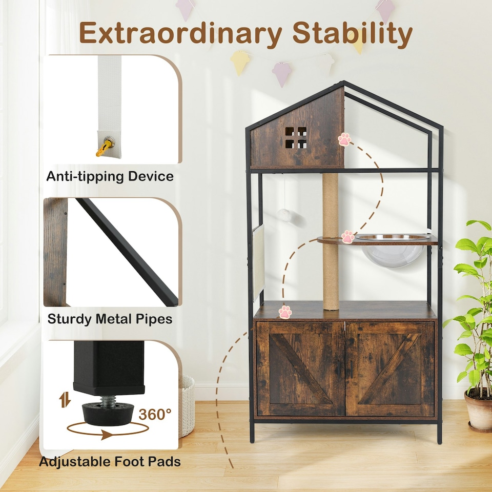 image 1 of COSTWAY Enclosure Litter Box Industrial 150CM Cat Tree