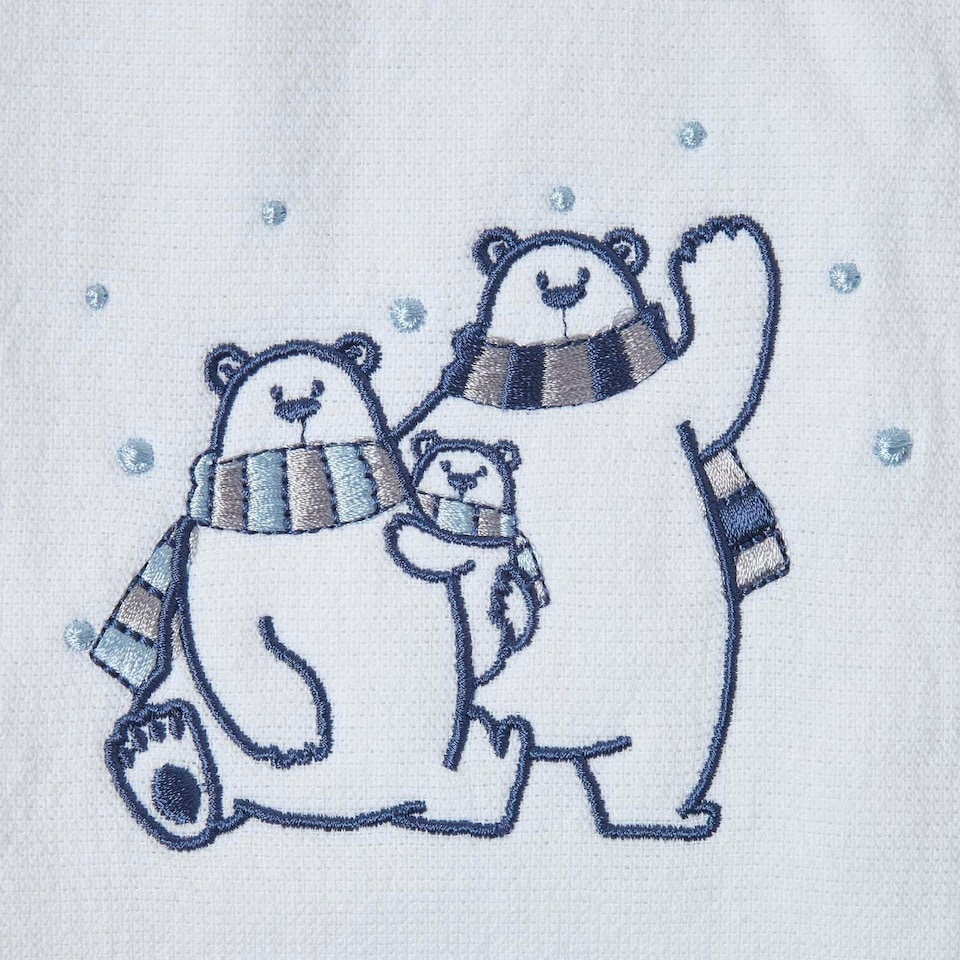 image 1 of Homescapes Cotton Polar Bear Christmas Tea Towel White