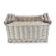 image 3 of Set of 3 Antique Wash Wooden Handled Wicker Storage Basket | Grey | Grey | Not provided