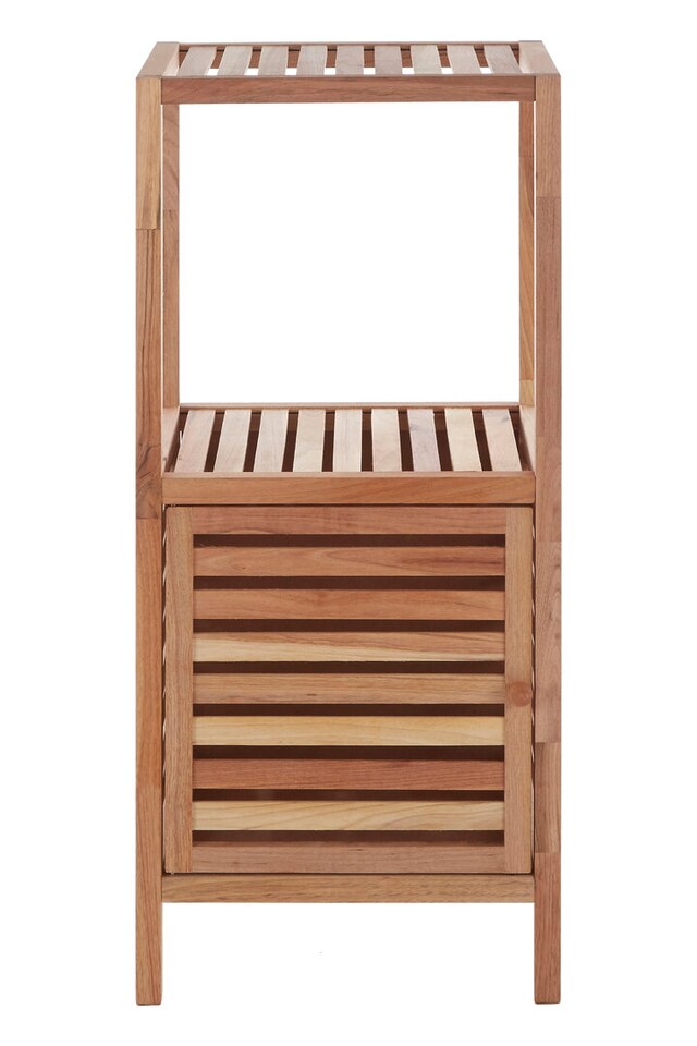 image 1 of ARLA Two Tier Walnut Wood Bathroom Shelf Unit