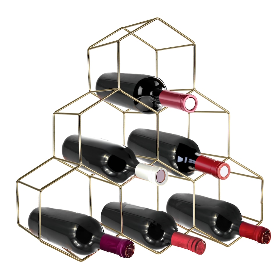 image 1 of Vertex 6 Bottle Gold Finish Wine Rack