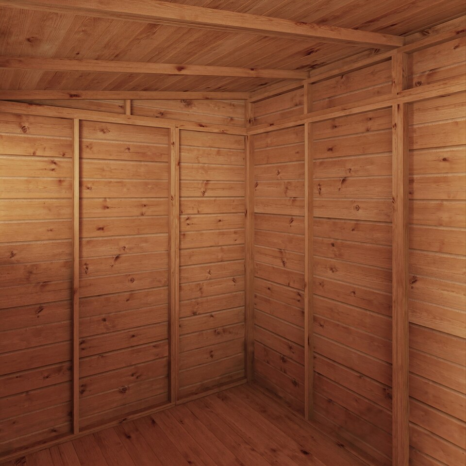 image 1 of 8 x 6 Garden Shed Pent Roof Wooden Shiplap Storage Shed Brown