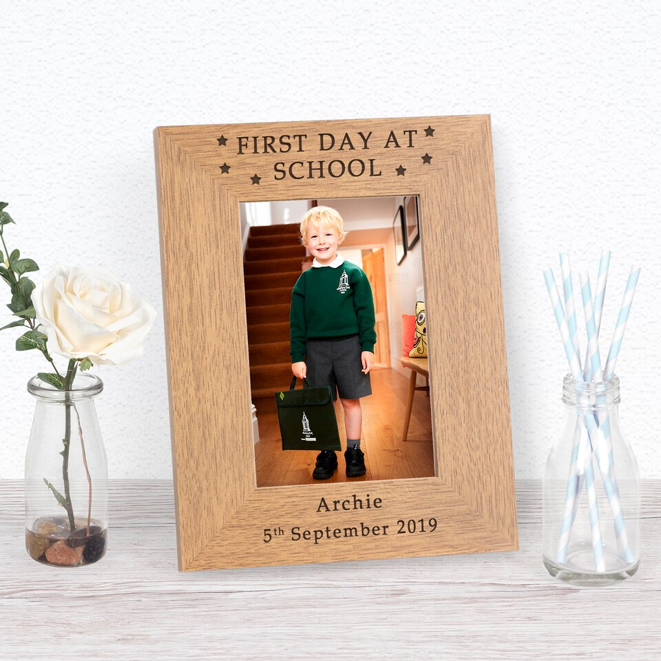 image 1 of Personalised First Day At School Wood Picture Frame 7 x 5 Graduation