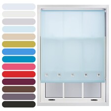 FURNISHED Roller Blinds Daylight Square Eyelet Light Filtering Easy Fit Trimmable Window Shade | Blue | Duck Egg Blue