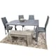 image 5 of Dining Table Set with 4 Chairs, and a Bench Dining Room and Kitchen table set of 4, and Grey Bench | Grey | 6