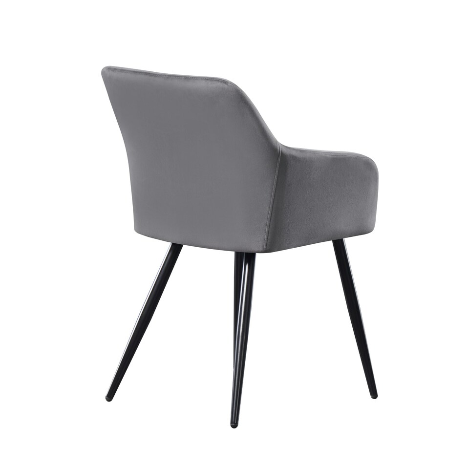 image 1 of Set of 6 Camden Modern Velvet Dining Chairs with Armrests, Quilted Design & Black Metal Legs | Grey | Dark Grey