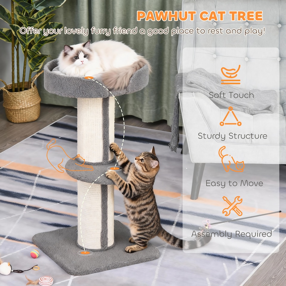 image 1 of PawHut 91cm Scratching Posts Cat Tree Activity Centre for Indoor Cats