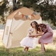 image 3 of COSTWAY Kids Play Tent Indoor & Outdoor Extra Large Playhouse Tent-Coffee