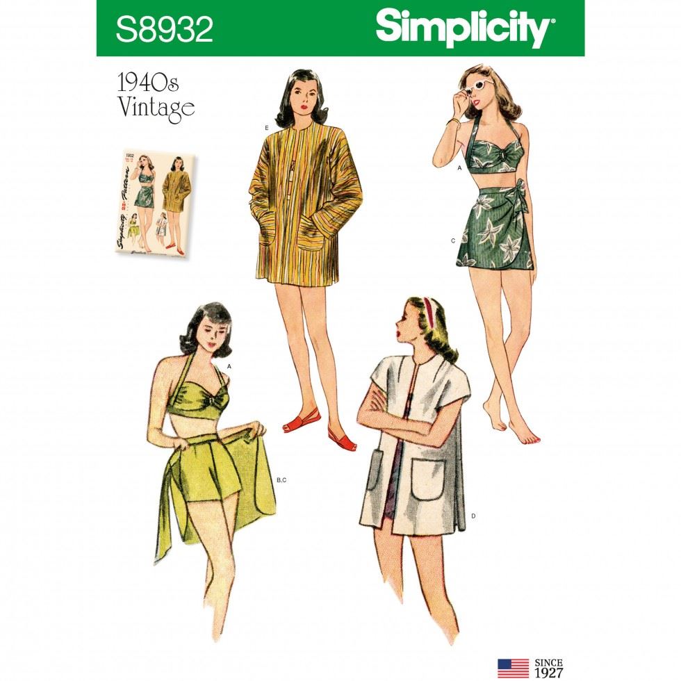 Simplicity 8932 Paper Sewing Pattern â Womenâs Tops, Shorts, Skirts, Coats & Vintage Style, Size P5 (12â14â16â18â20), Intermediate
