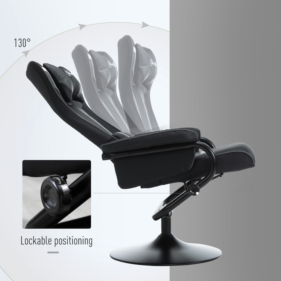 image 1 of Vinsetto Video Gaming Chair with Footrest and Lumbar Support, Grey