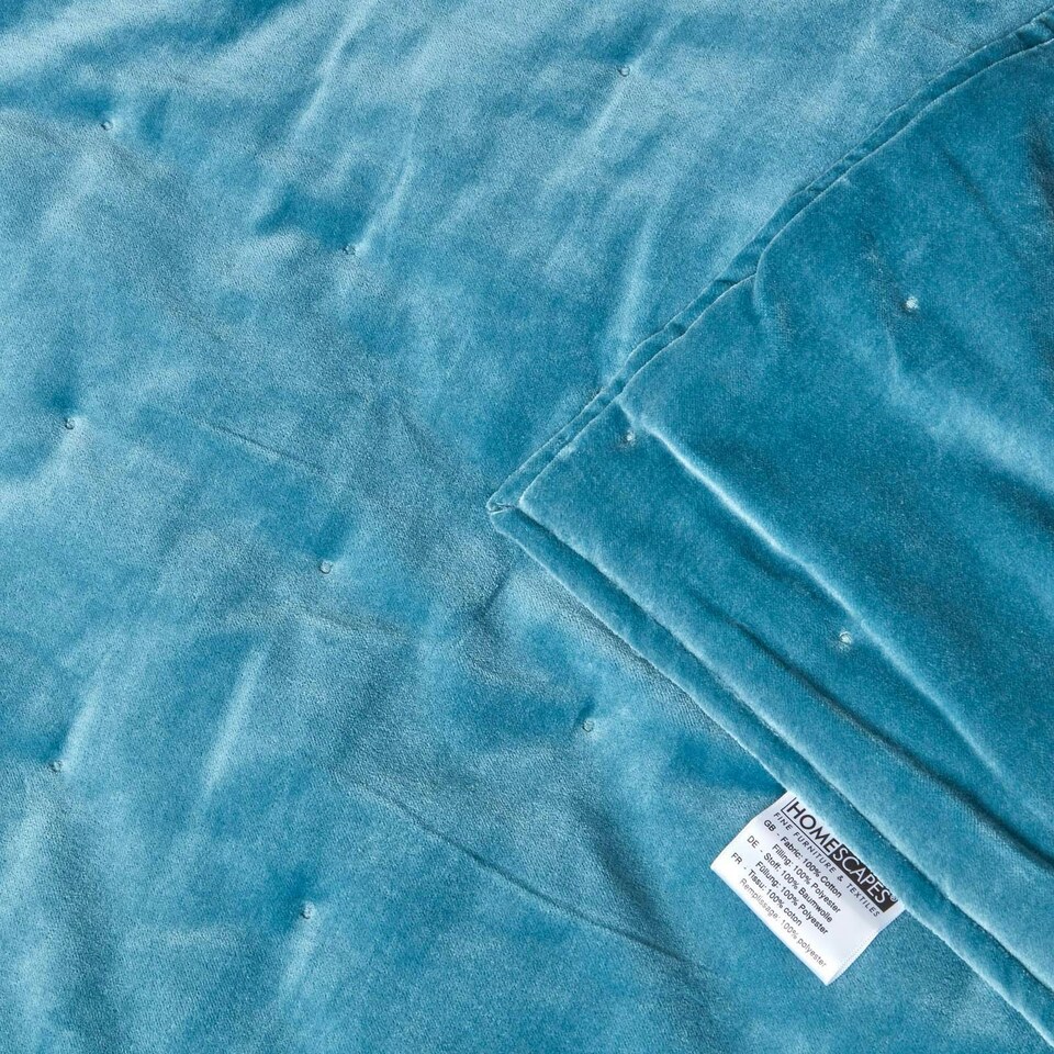 image 1 of Homescapes Blue Velvet Quilted Throw - 125 x 150 cm Blue
