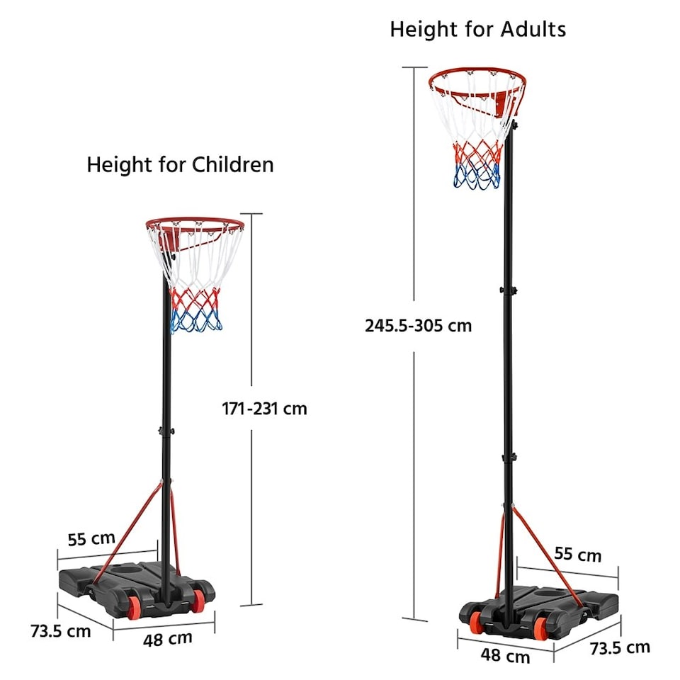 image 1 of Yaheetech Full-Size Portable Netball Hoop and Post Red