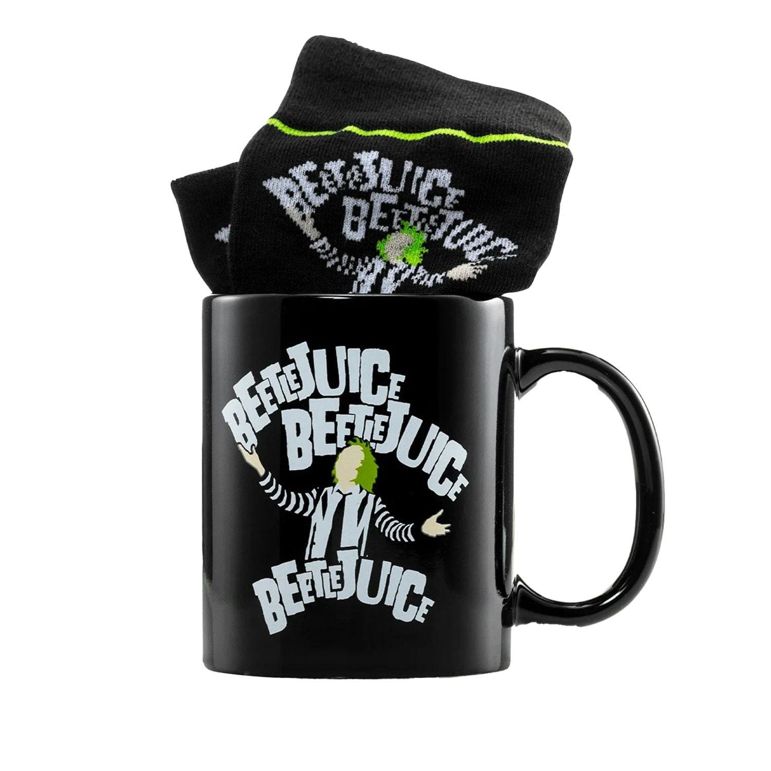 Beetlejuice Mug and Sock Set - Black/White - 6 UK-11 UK
