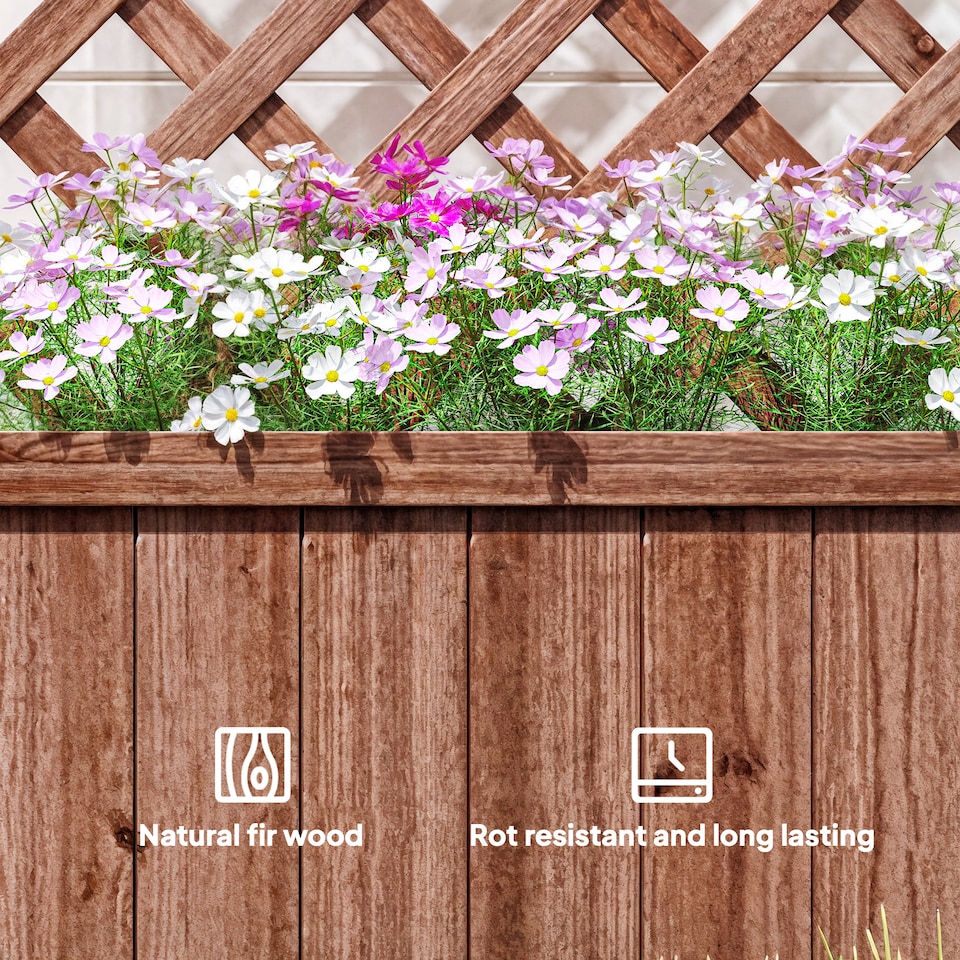 image 1 of (72.5 x 31.5 x 149.5 cm, Orange) Outsunny Wood Planter with Trellis