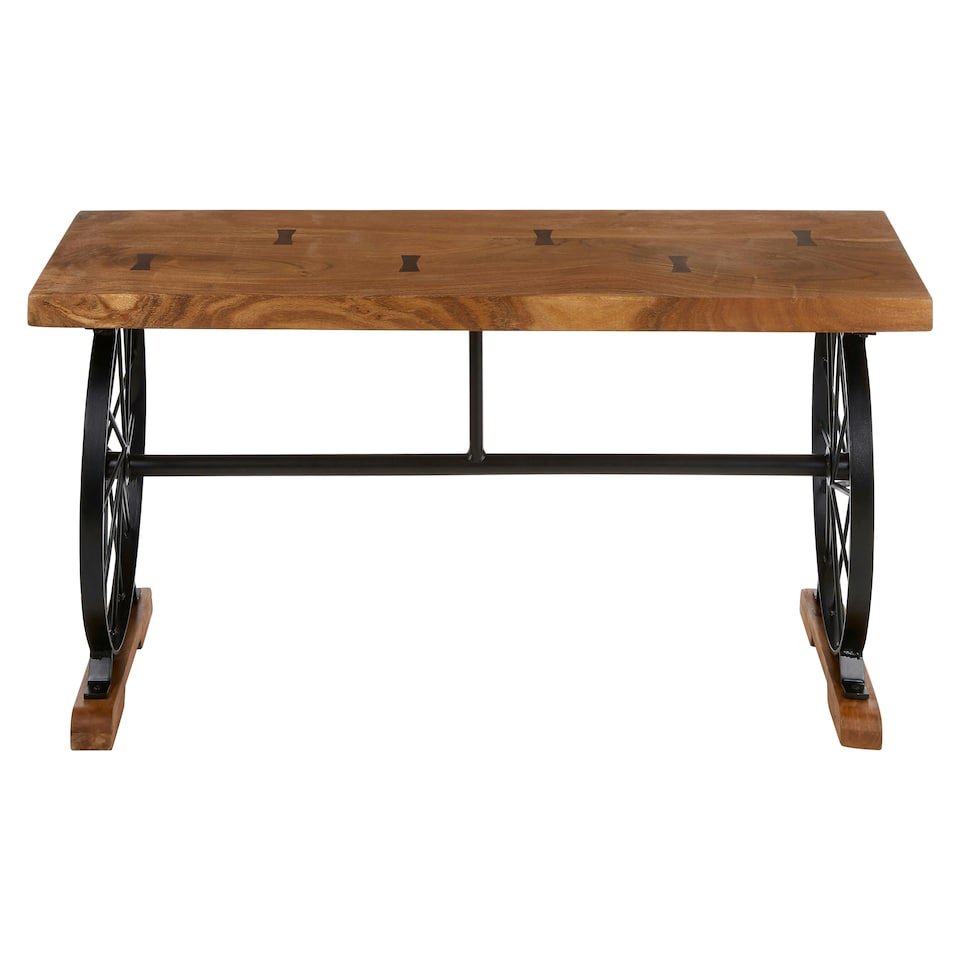 image 1 of Interiors By Premier Solid Acacia Wood Bench, Wooden Constructed Dining Bench For Dining Room, Striking Design Modern Bench Brown