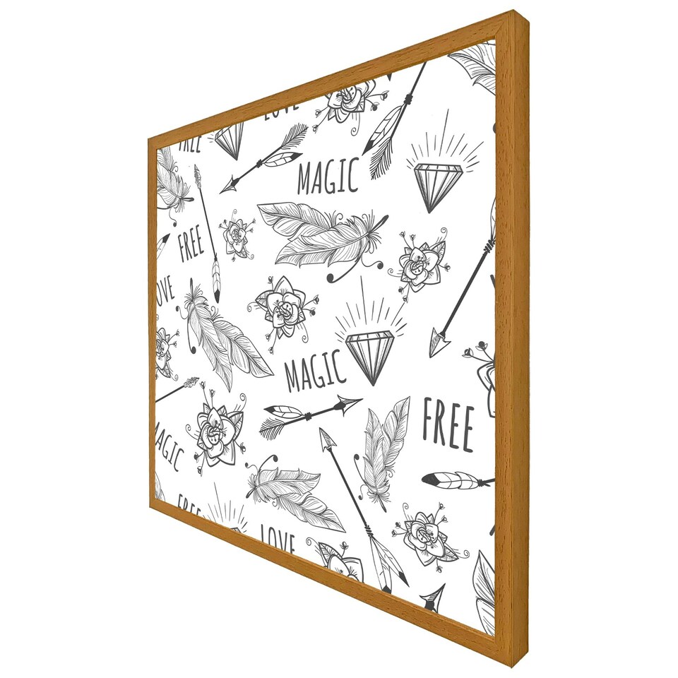 image 1 of Tribal feathers arrows and diamonds (Picture Frame) Black | S