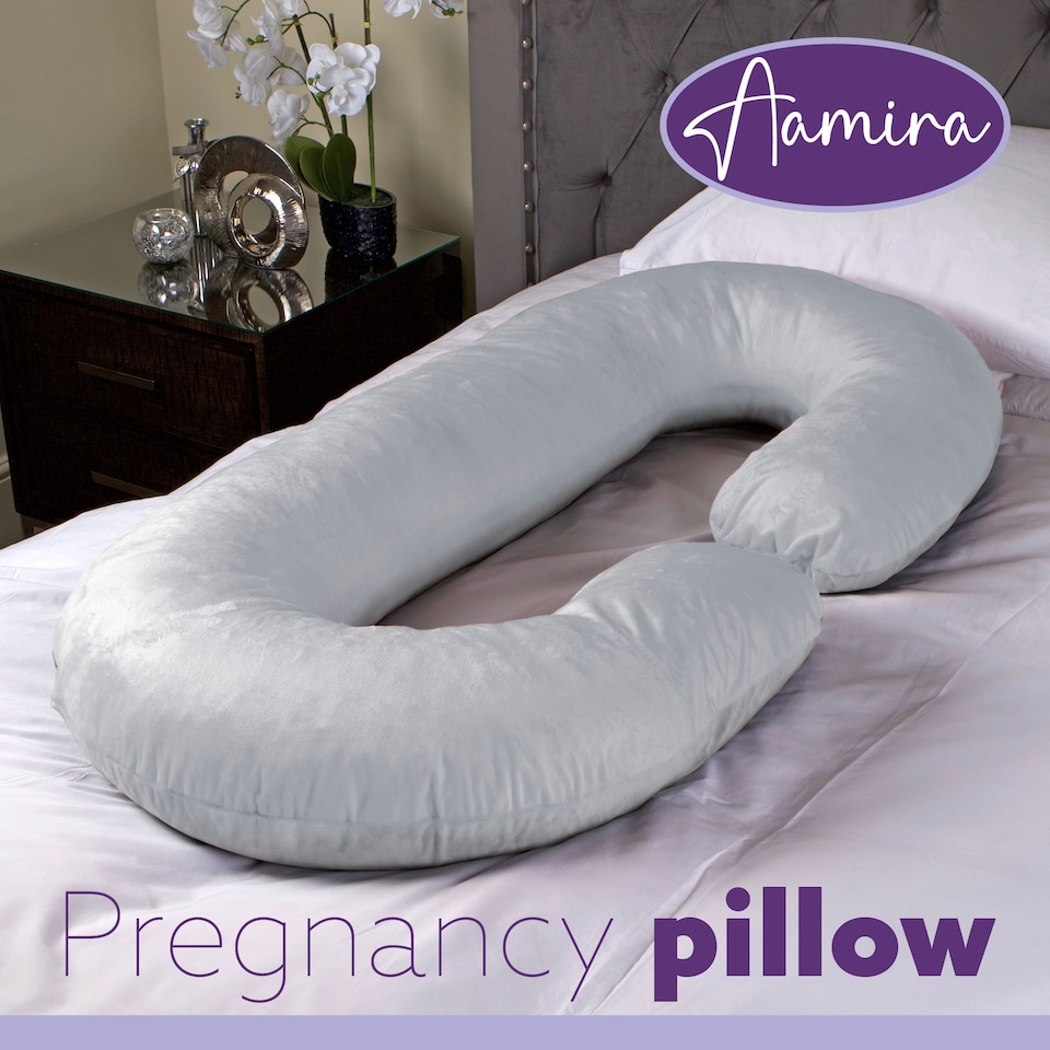 image 1 of Aamira Pregnancy Maternity Pillow, 140x65x20cm C Shaped Memory Foam | Silver | Light Grey | 140x65x20cm | Silver | Light Grey | 1