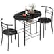 image 1 of HOMCOM Breakfast Bar Table and Stools Set, Dining Room Set with Shelf, Black | Black | Black