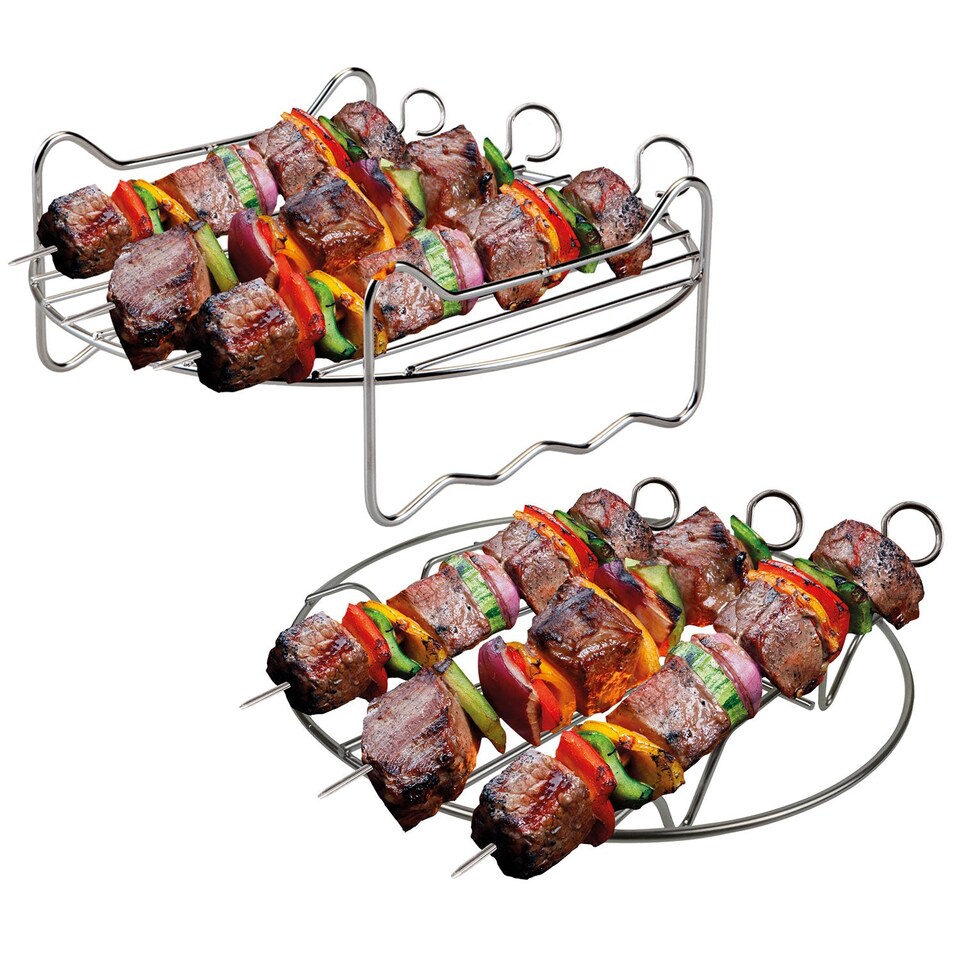 image 1 of PMS Air Fryer Rack with 3 Skewers, Silver