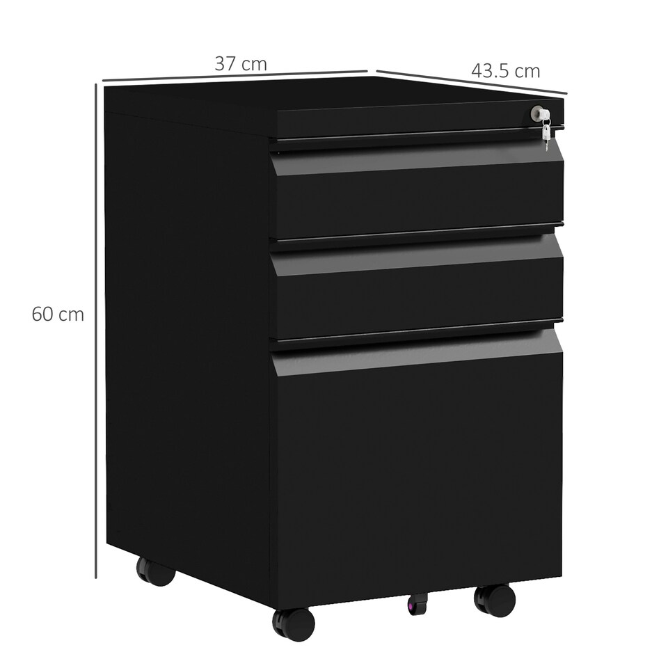 image 1 of Vinsetto Filing Cabinet with Lock and Hanging Bar for Letter A4 Legal, Black