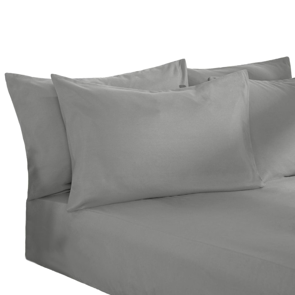 image 1 of OHS Soft Plain Fitted Bed 25cm Deep Elasticated Sheet, Double - Silver