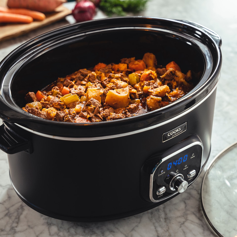 image 1 of Cooks Professional 6.5L Digital Slow Cooker with Lid, Removable Bowl & 3 Heat Settings | Black | Black