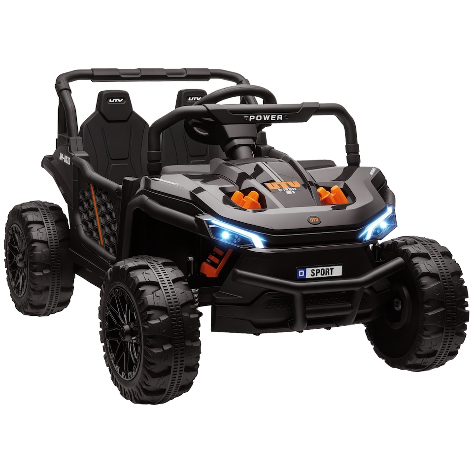image 1 of AIYAPLAY Kids Ride on Car, 12V Battery Powered Electric Truck with Remote Control, 4 Suspension Wheels, Horn, Lights, Music, USB, for Ages 3-5 Years, Black