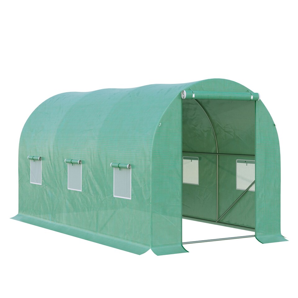 image 1 of Outsunny Greenhouse Polytunnel Walk-in Flower Plant Steel 4 x 2 M Outdoor
