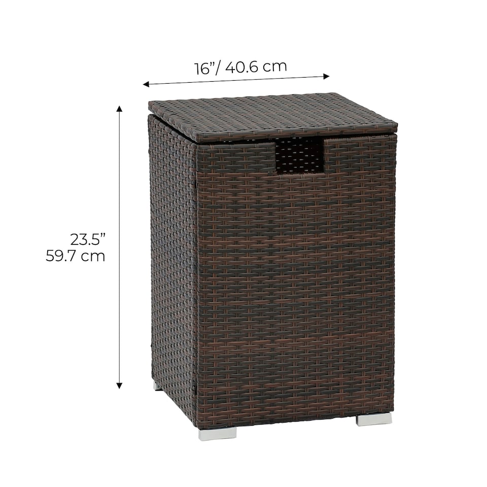 image 1 of Teamson Home Wicker Gas Tank Table for Fire Pits for 20 lb Propane Tank Cover, Brown