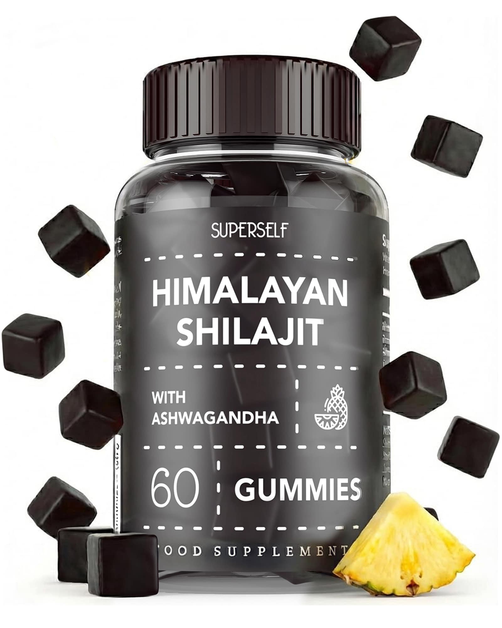 SuperSelf Himalayan Shilajit with Ashwagandha & Turmeric Pineapple Flavour 60 Gummies