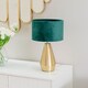 image 2 of ValueLights Jax Antique Brass Touch Table Lamp Forest Green Velvet Shade
