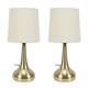 image 4 of ValueLights Teardrop Pair Gold Touch Table Lamps Cream Shade | Cream
