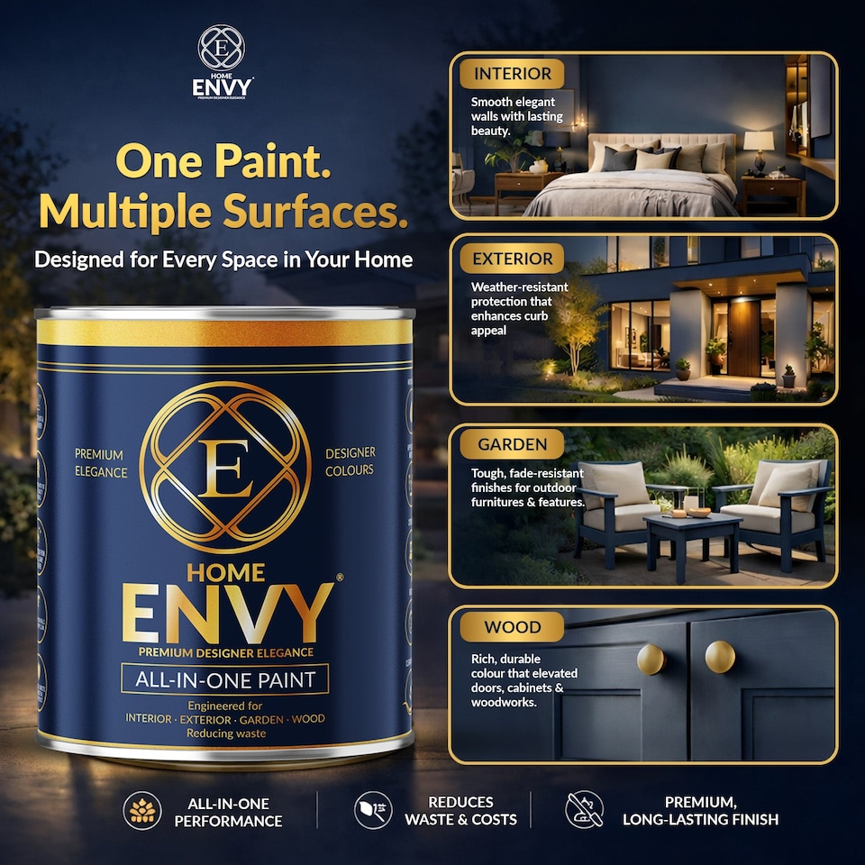 image 1 of ENVY All-in-One Paint - High Coverage Multi Surface Paint for Walls, Wood & Furniture  - Grey Velvet - 5L - Matt