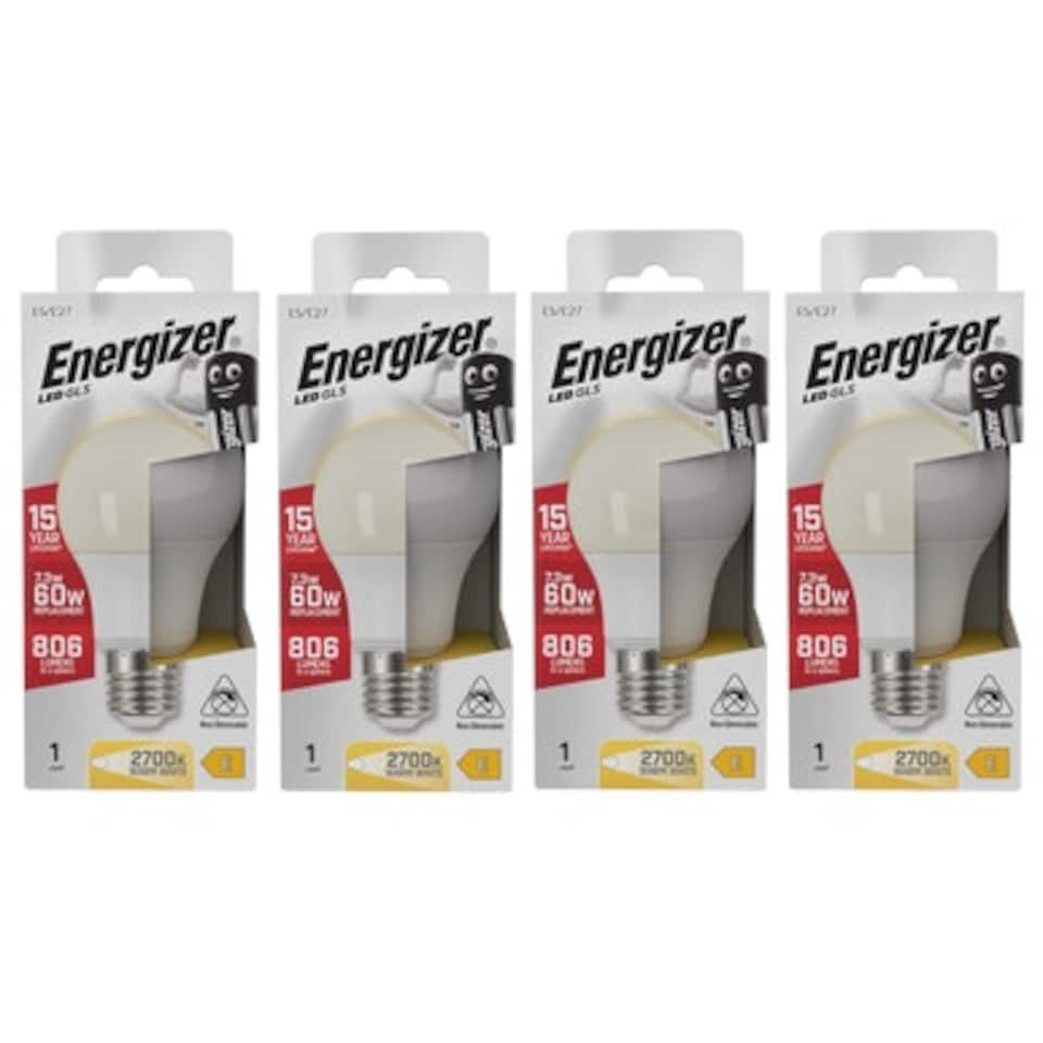 image 1 of Energizer LED GLS E27 806lm 7.3W 2700K (Warm White) Light Bulb - Pack of 4