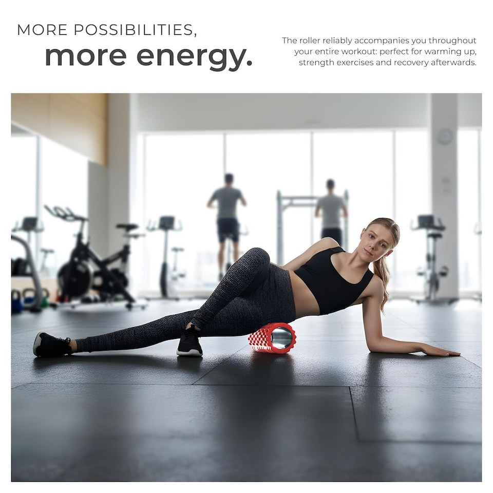 image 1 of Foam Roller with Textured Surface for Therapy Treatment, 335 x 145 mm | Red | red | 33,50 x 14,50 x 14,50 cm | 1