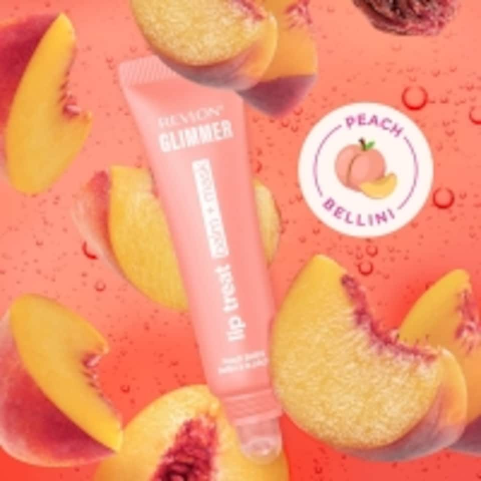 image 1 of Revlon Glimmer Lip Treat Balm & Mask, Peach Bellini Hydrating Peptide Lip Balm