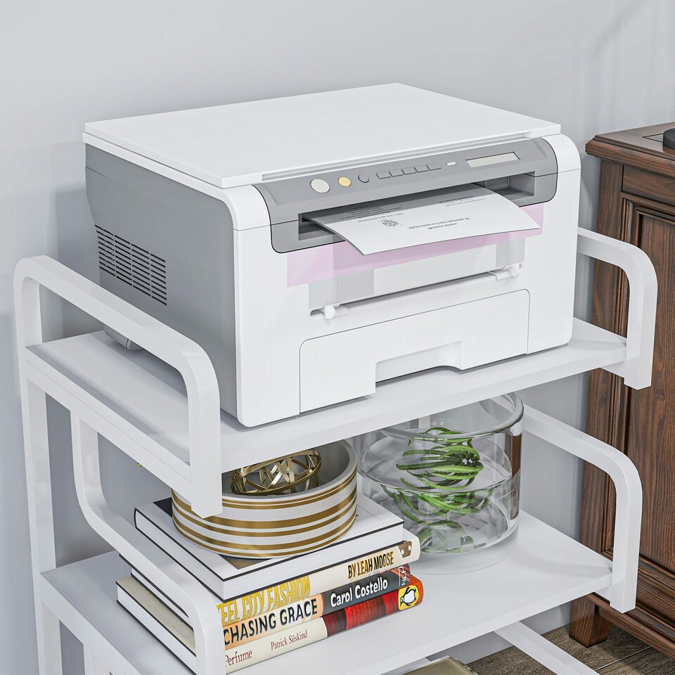 image 1 of HOMCOM 3-Tier Storage Shelf, Metal Shelves for Storage for Home Office, White