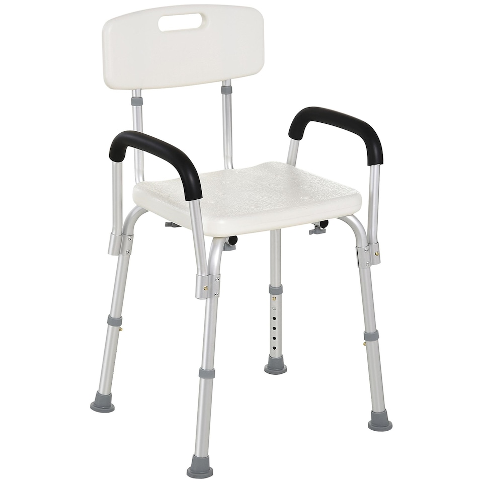 image 1 of HOMCOM Adjustable Shower Chair, Shower Seat, Portable Medical Stool with Adjustable Back and Armrest for Mobility