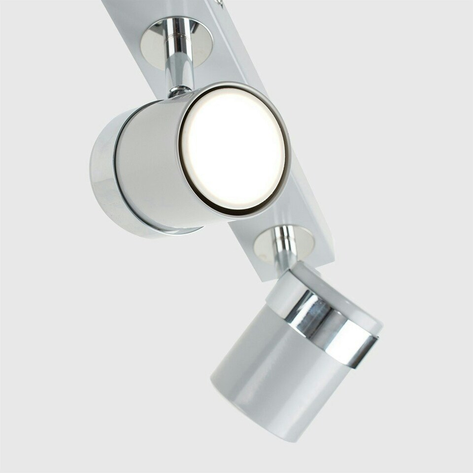 image 1 of ValueLights Modern 4 Way Gloss Grey And Silver Chrome Straight Bar Ceiling Spotlight
