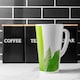 image 2 of Green Leaves On White Latte Mug