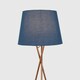 image 1 of ValueLights Camden Copper Tripod Floor Lamp Navy Taper Shade & Bulb Blue