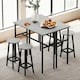 image 2 of HOMCOM 6-Piece Industrial Bar Table Set, 2 Kitchen Tables with 4 Stools, Grey