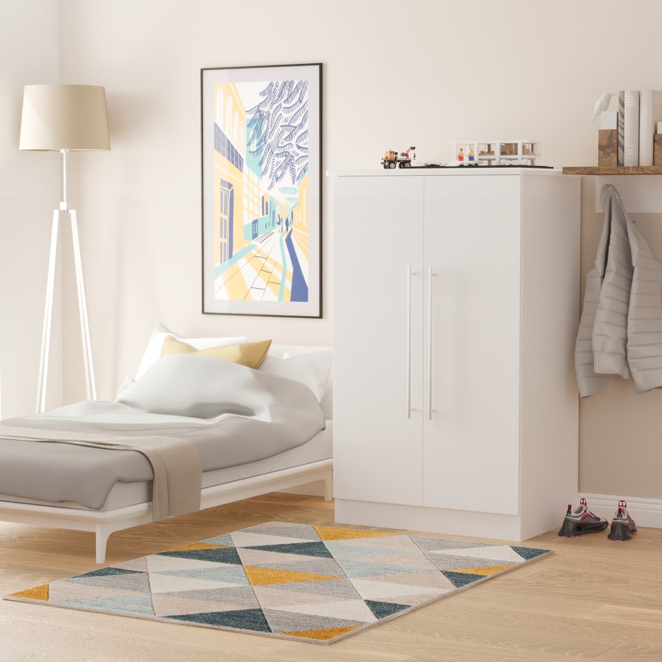 image 1 of Carlton 2 Door Midi Wardrobe in Porcelain Matt (Ready Assembled) | White | Porcelain Matt