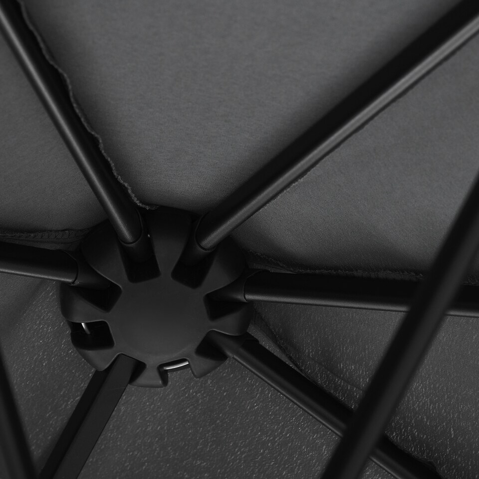 image 1 of Outsunny 2m Half Parasol Market Umbrella Garden Balcony Parasol with Crank Handle, Cross Base, DoubleSided Canopy, Black